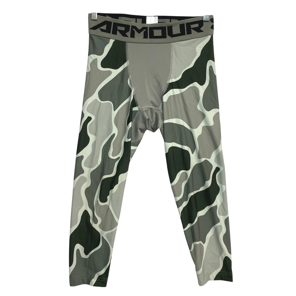 Under Armour Leggings Mens Medium Green HeatGear Camo Compression 1361586